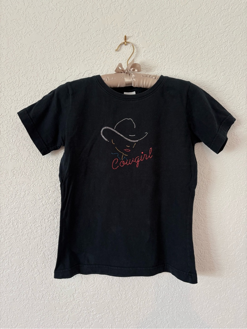 Women’s Vintage Black 'Cowgirl' Rhinestone Tee Small